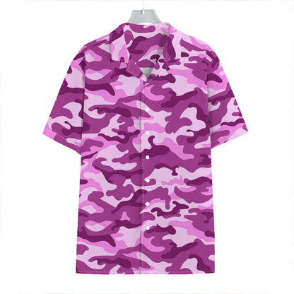 Pink Camouflage Print Hawaiian Shirt