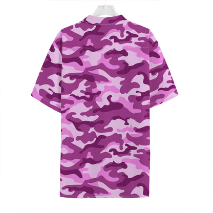 Pink Camouflage Print Hawaiian Shirt