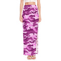 Pink Camouflage Print High Slit Maxi Skirt