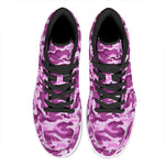 Pink Camouflage Print High Top Leather Sneakers