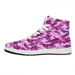 Pink Camouflage Print High Top Leather Sneakers