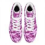 Pink Camouflage Print High Top Leather Sneakers