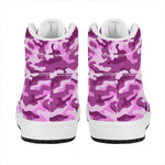 Pink Camouflage Print High Top Leather Sneakers