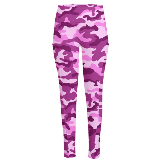 Pink Camouflage Print High-Waisted Pocket Leggings