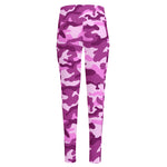 Pink Camouflage Print High-Waisted Pocket Leggings