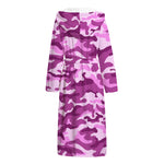 Pink Camouflage Print Hooded Bathrobe