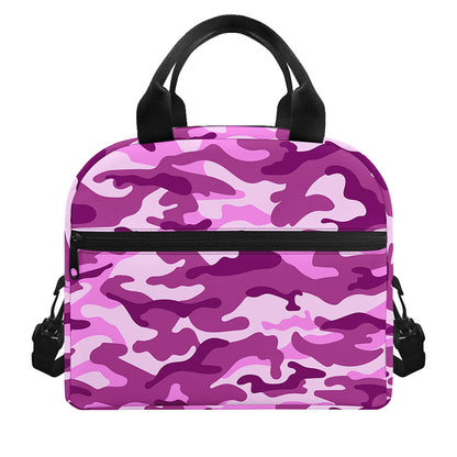 Pink Camouflage Print Insulated Lunch Bag