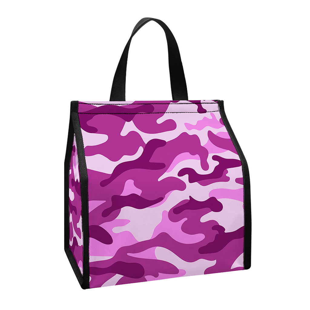 Pink Camouflage Print Insulated Lunch Tote