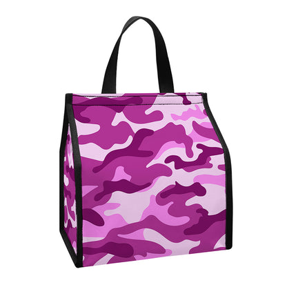 Pink Camouflage Print Insulated Lunch Tote