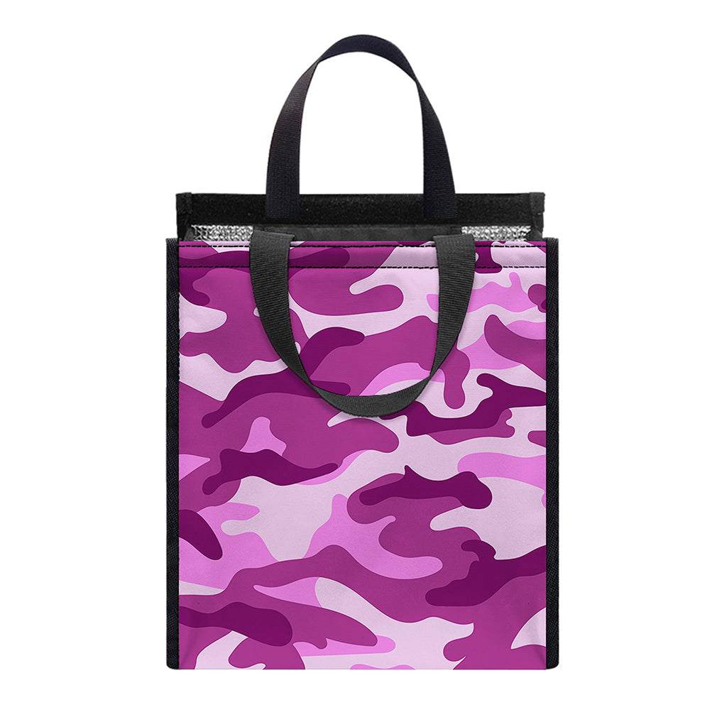 Pink Camouflage Print Insulated Lunch Tote
