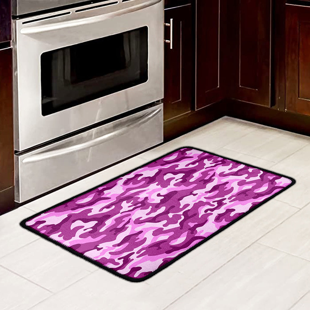 Pink Camouflage Print Kitchen Mat