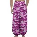 Pink Camouflage Print Lantern Pants