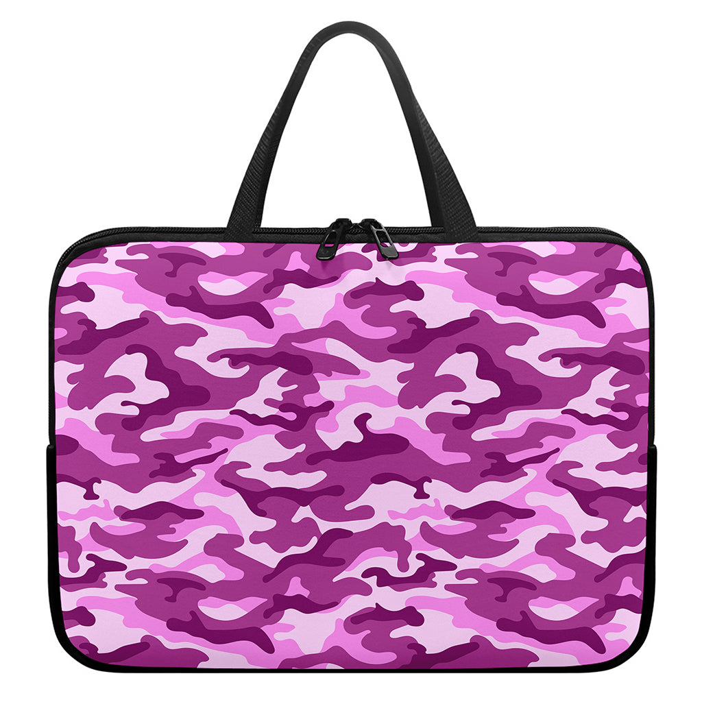 Pink Camouflage Print Laptop Sleeve With Handle