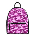 Pink Camouflage Print Leather Backpack