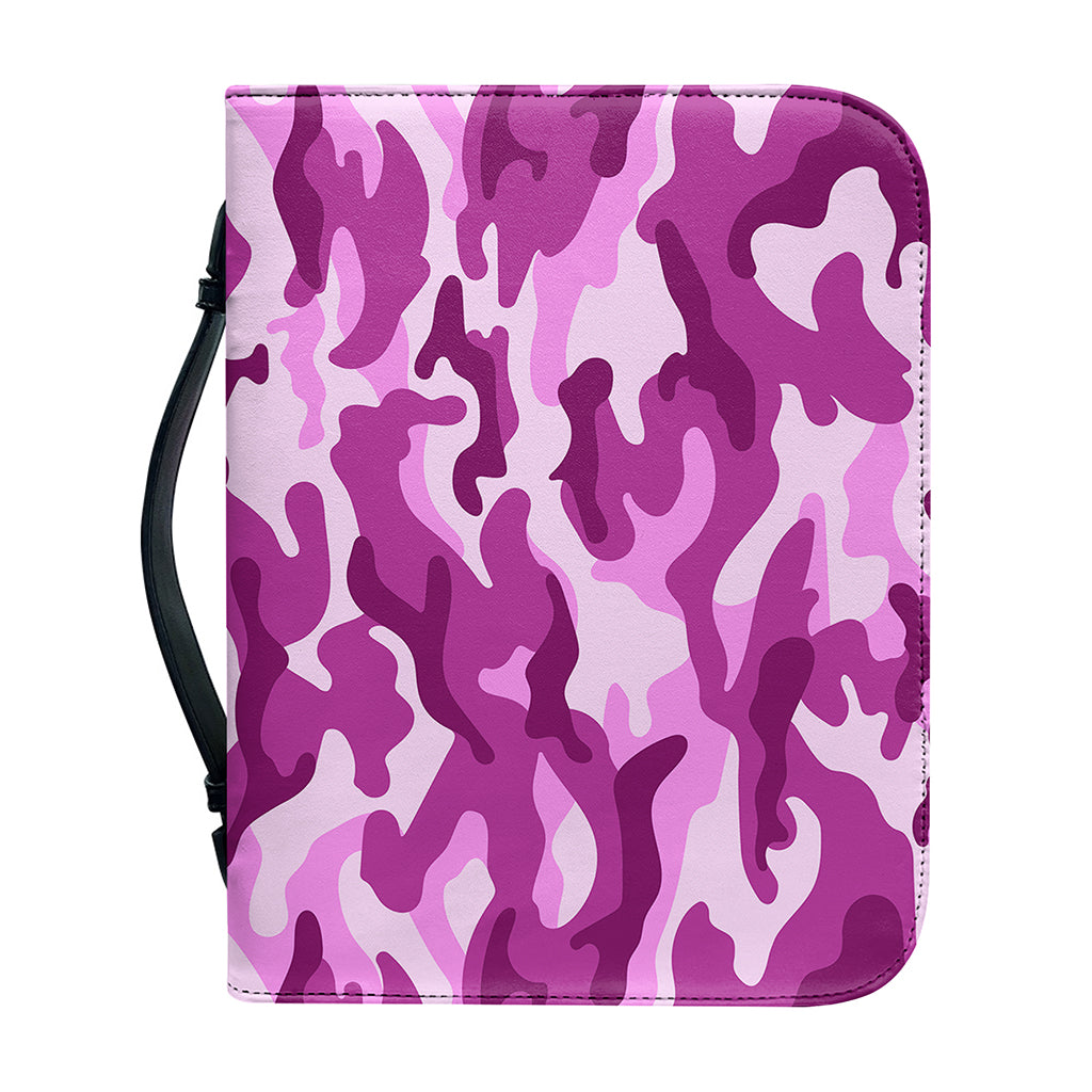 Pink Camouflage Print Leather Bible Cover