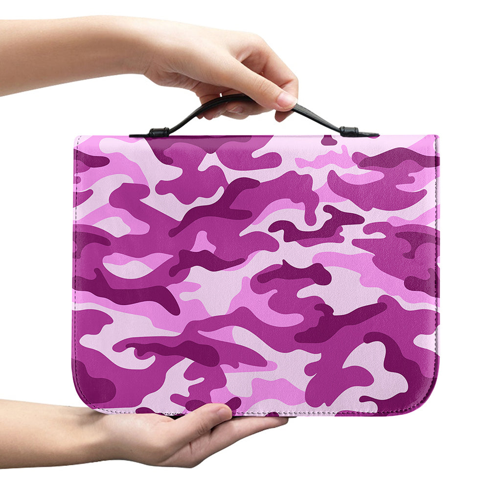 Pink Camouflage Print Leather Bible Cover