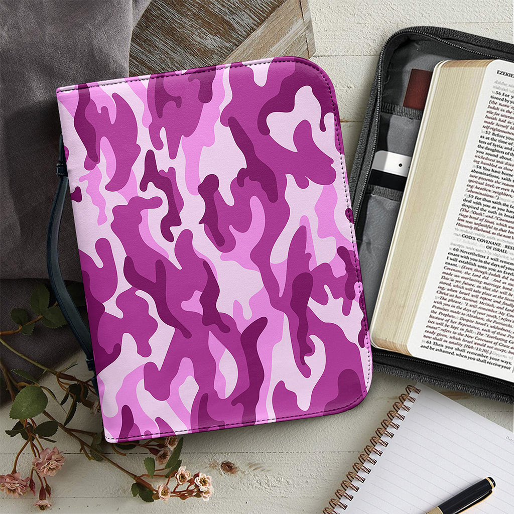 Pink Camouflage Print Leather Bible Cover