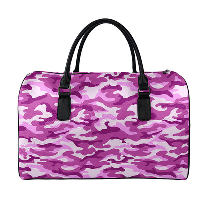 Pink Camouflage Print Leather Duffle Bag