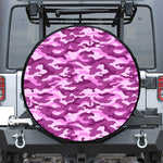Pink Camouflage Print Leather Spare Tire Cover