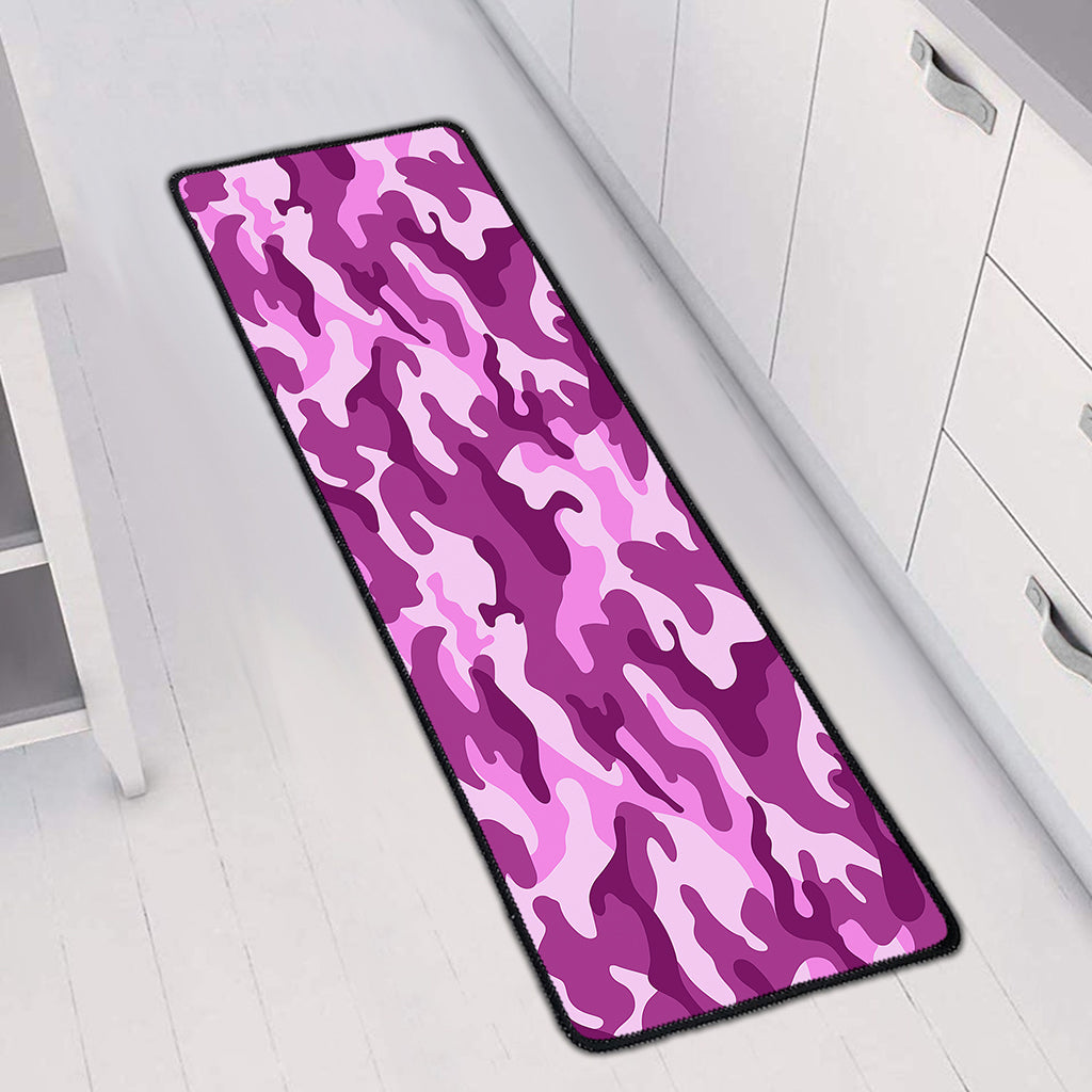 Pink Camouflage Print Long Kitchen Mat