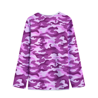 Pink Camouflage Print Long Sleeve Short Coat