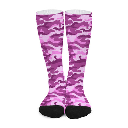 Pink Camouflage Print Long Socks