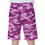 Pink Camouflage Print Men's Beach Shorts