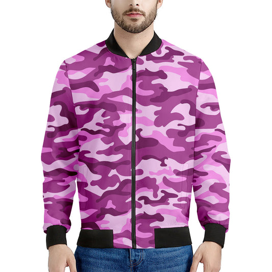 Pink Camouflage Print Men's Bomber Jacket