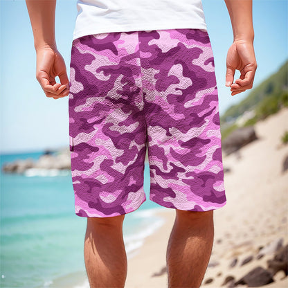 Pink Camouflage Print Men's Cargo Shorts