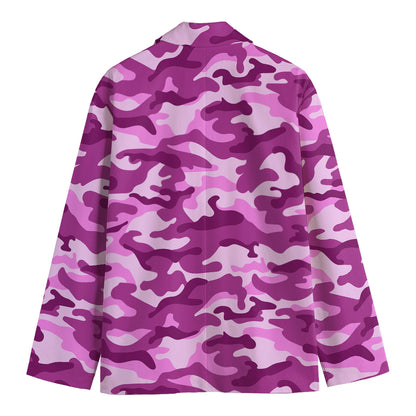 Pink Camouflage Print Men's Cotton Blazer