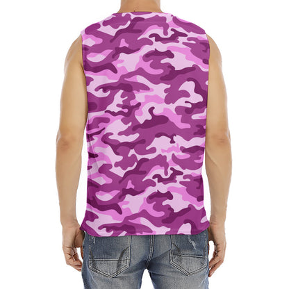 Pink Camouflage Print Men's Fitness Tank Top