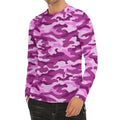 Pink Camouflage Print Men's Long Sleeve Rash Guard