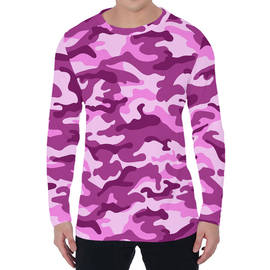 Pink Camouflage Print Men's Long Sleeve T-Shirt