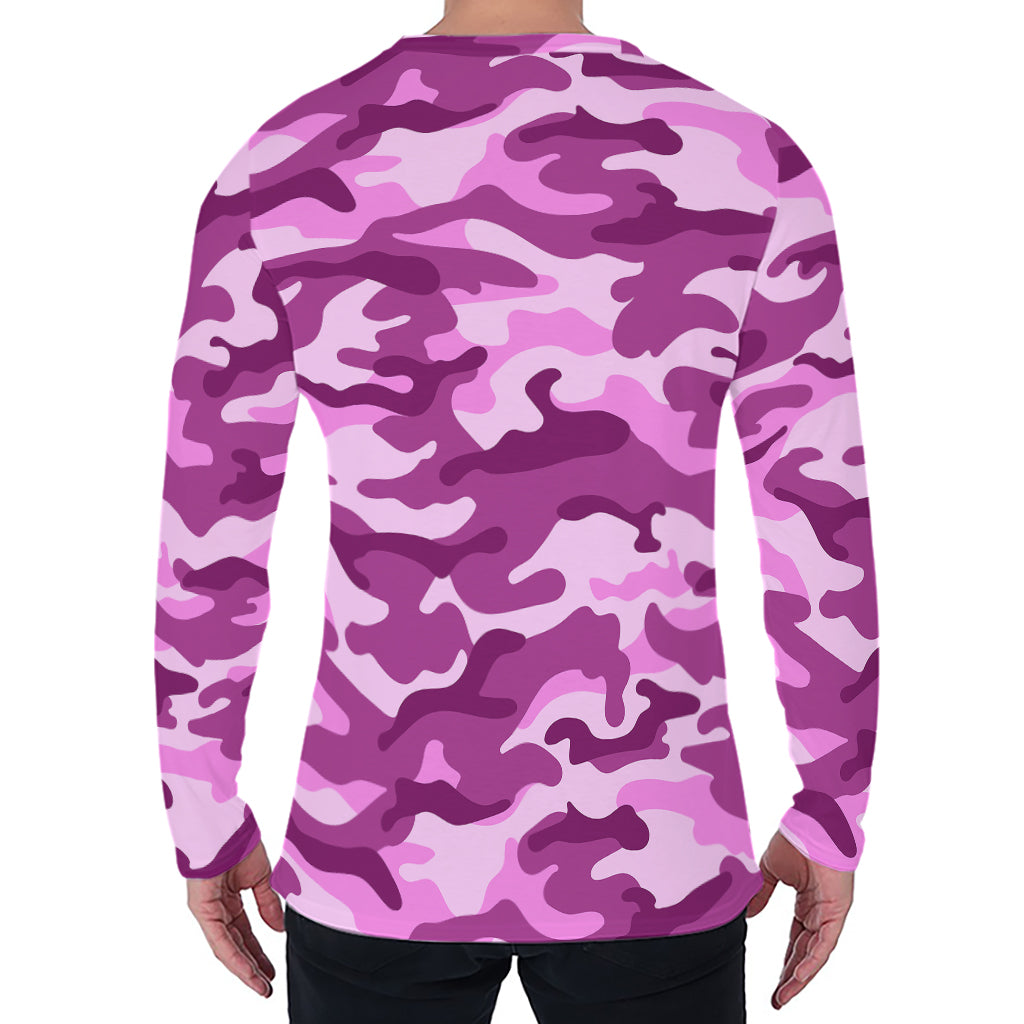 Pink Camouflage Print Men's Long Sleeve T-Shirt