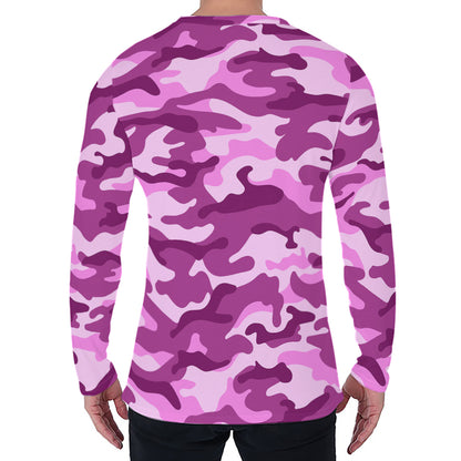 Pink Camouflage Print Men's Long Sleeve T-Shirt