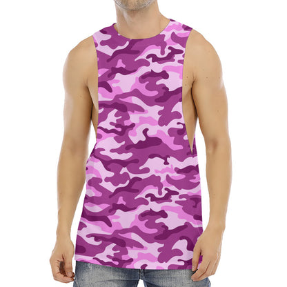 Pink Camouflage Print Men's Muscle Tank Top