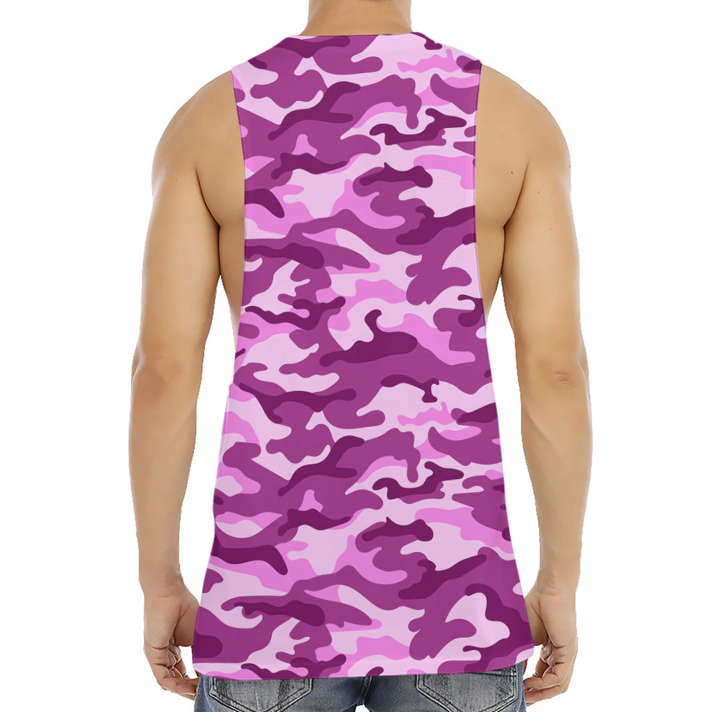 Pink Camouflage Print Men's Muscle Tank Top