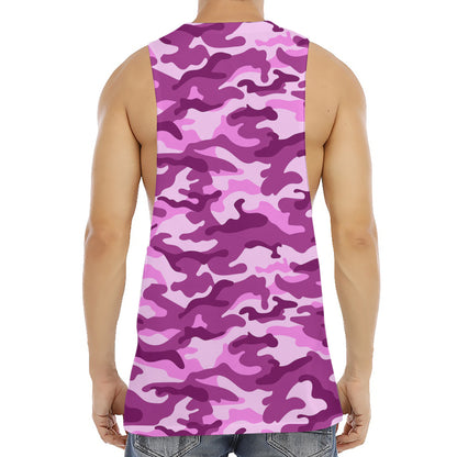 Pink Camouflage Print Men's Muscle Tank Top