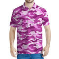Pink Camouflage Print Men's Polo Shirt