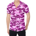 Pink Camouflage Print Men's Shirt