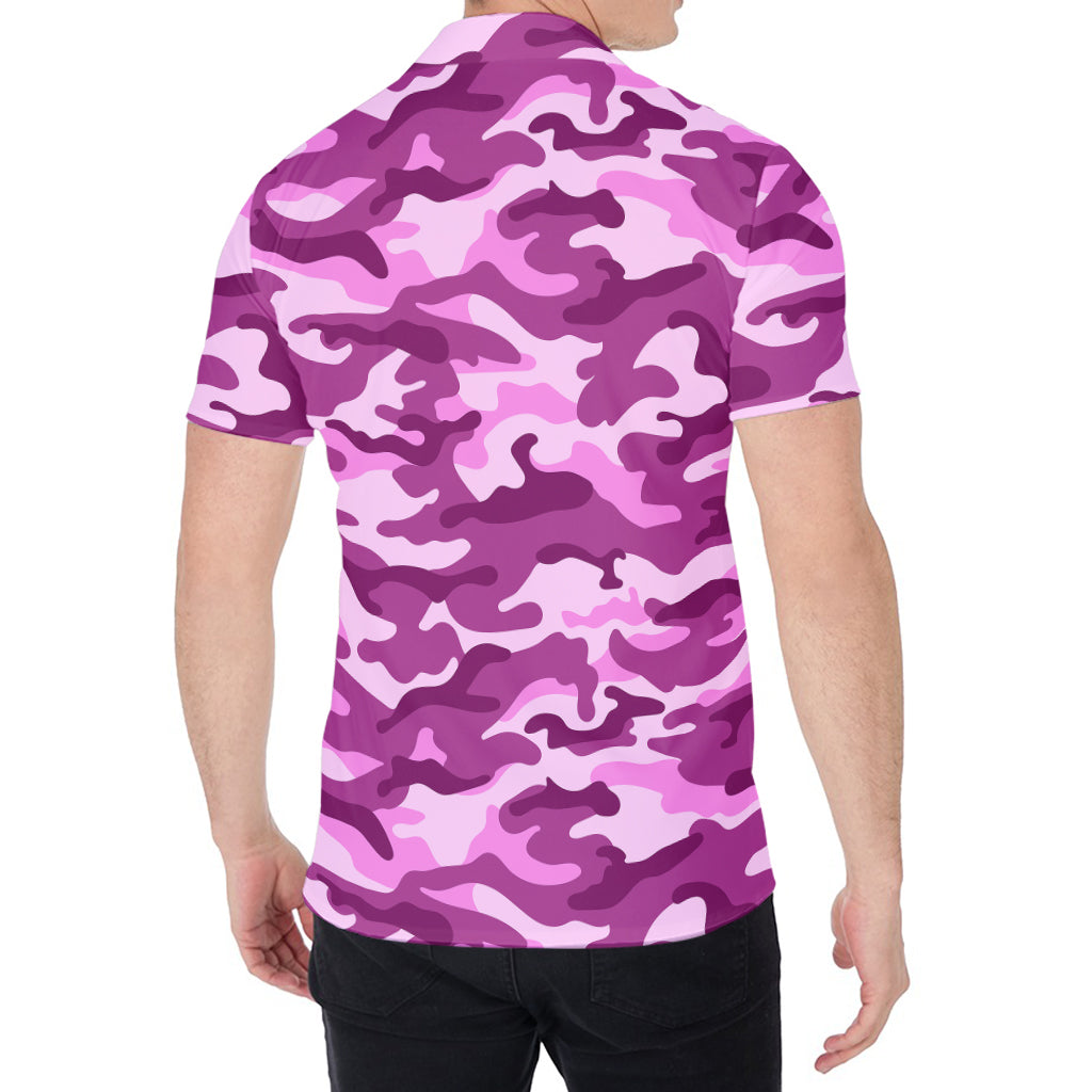 Pink Camouflage Print Men's Shirt