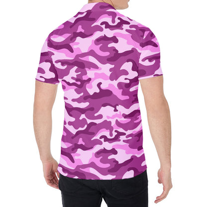 Pink Camouflage Print Men's Shirt