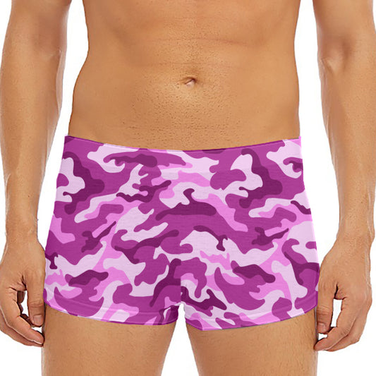 Pink Camouflage Print Men's Short Boxer Briefs