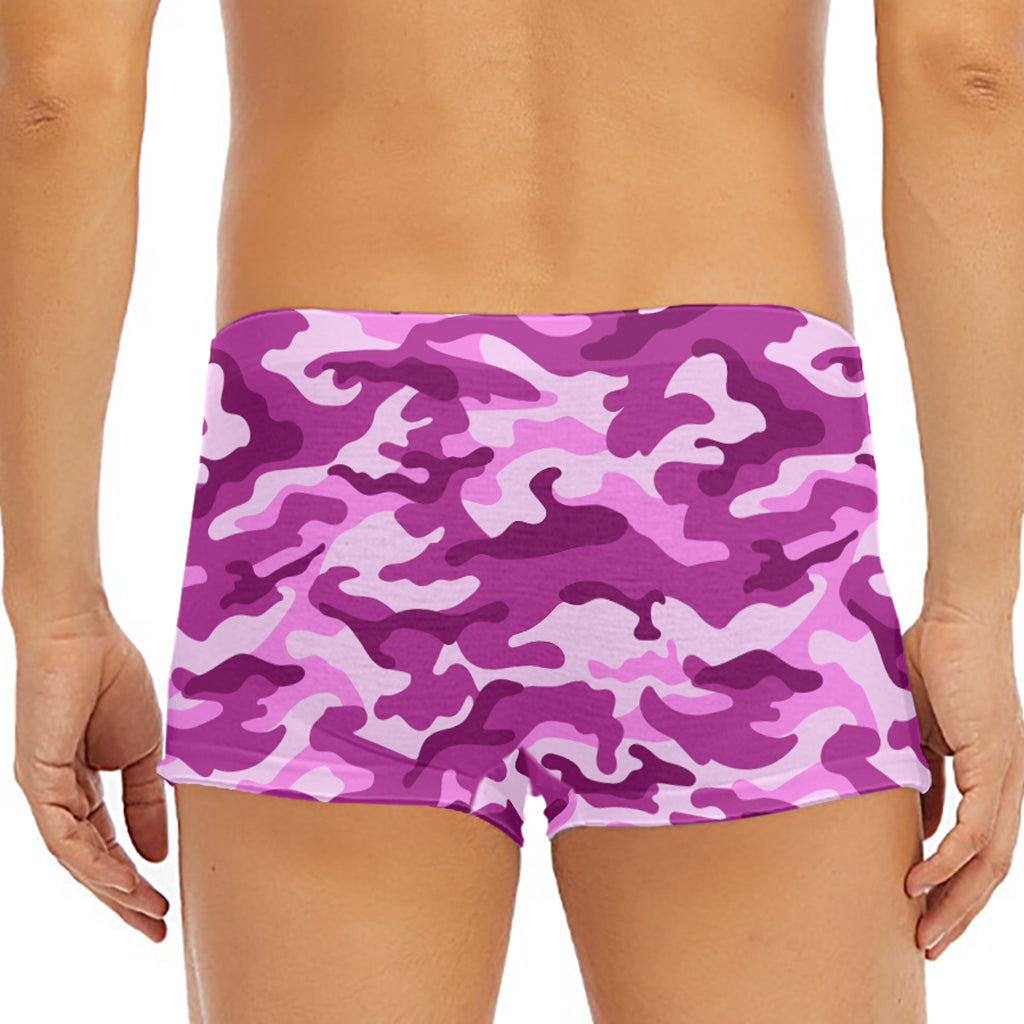 Pink Camouflage Print Men's Short Boxer Briefs