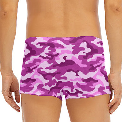 Pink Camouflage Print Men's Short Boxer Briefs