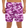 Pink Camouflage Print Men's Split Running Shorts