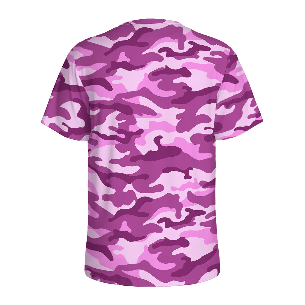Pink Camouflage Print Men's Sports T-Shirt
