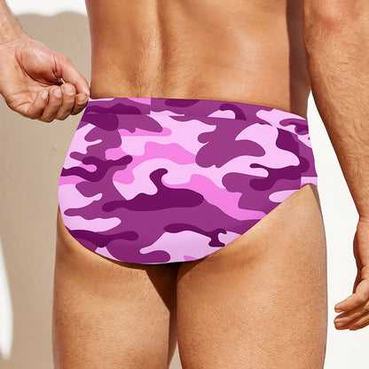 Pink Camouflage Print Men's Swim Briefs