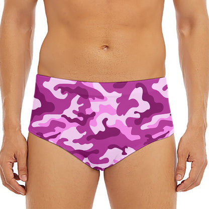 Pink Camouflage Print Men's Triangle Swim Briefs