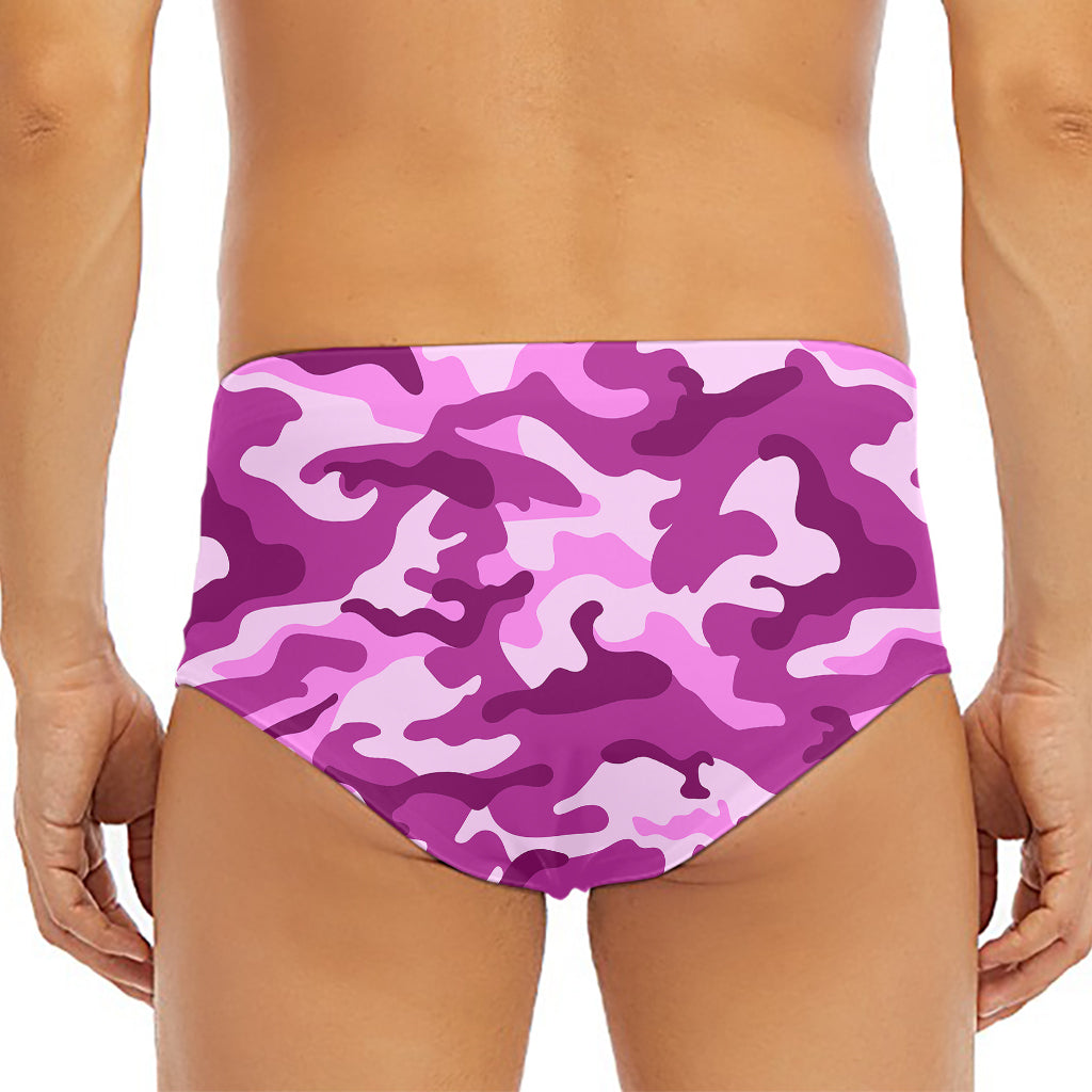Pink Camouflage Print Men's Triangle Swim Briefs